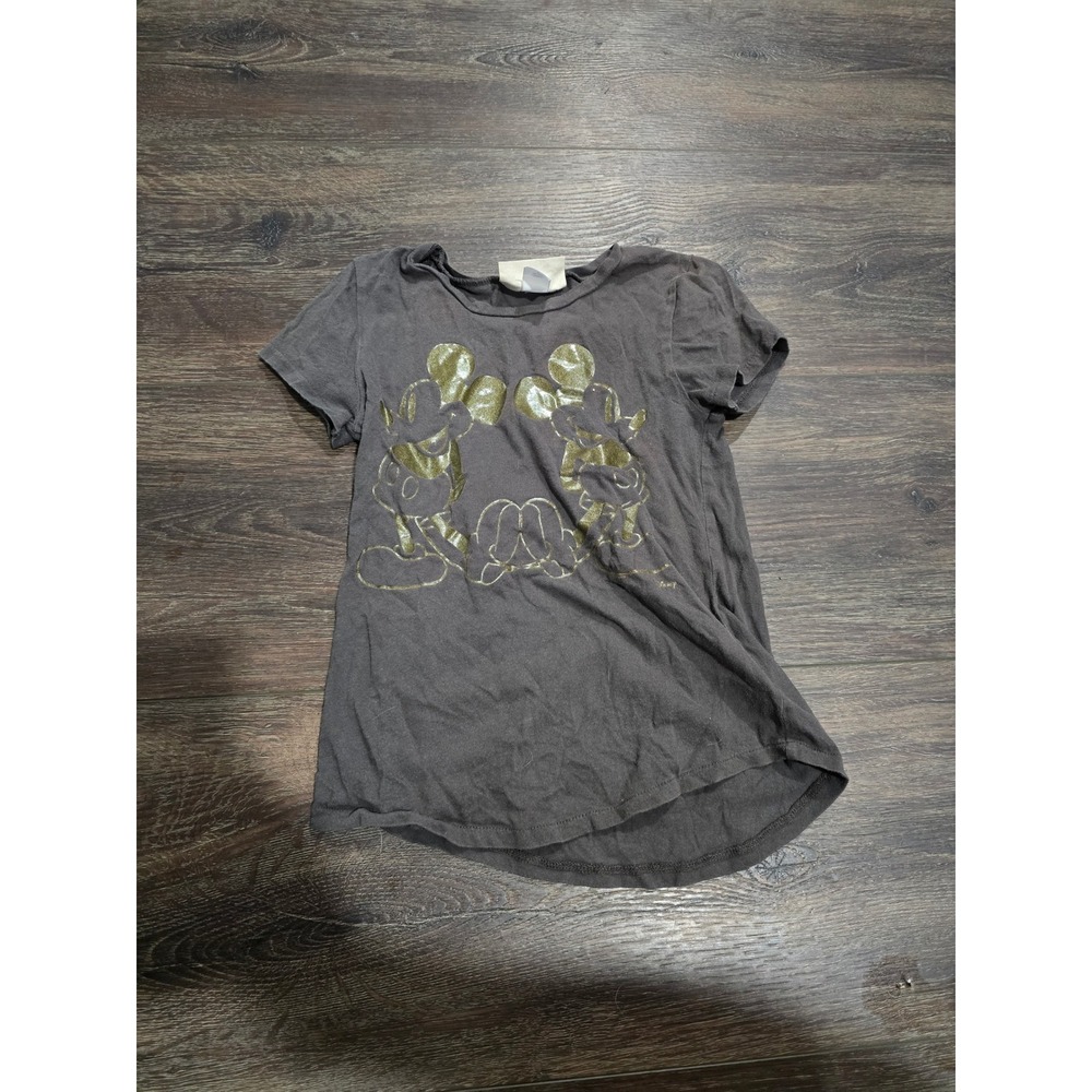 Gap Kids Junk Food Mickey Minnie Mouse Gold Foil Graphic T-Shirt Gray Medium